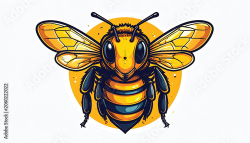 Colorful illustration of a honey bee.