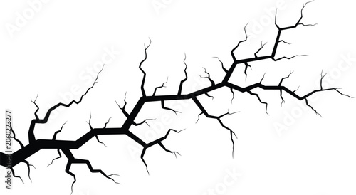 Ground Crack Silhouette Collection with Earthquake Fracture Lines and Broken Surface Elements for Disaster, Damage, and Geology Designs