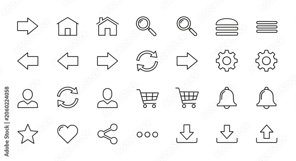 Fototapeta premium Collection of Hand Drawn Icons for User Interface Design.