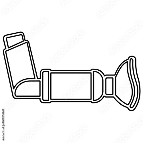 Portable asthma inhaler pump vector icon illustration for respiratory health management and medical clinical care documentation, featuring a clean minimalist design for professional use.