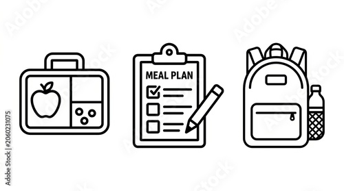 Healthy school lunch preparation with meal plan and backpack essentials
