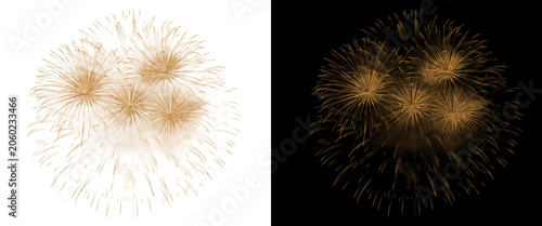 Fotografía Golden fireworks burst on black and white backgrounds
