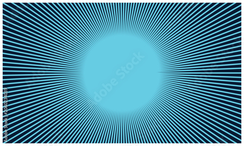 Foto Blue comic book style radial background with speed lines effect for dynamic manga graphic illustration