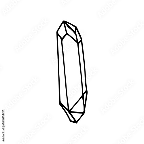 Hand drawn magical crystal vector line doodle illustration