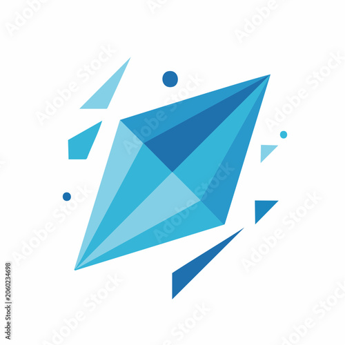 Abstract Blue Crystal Geometric Design
