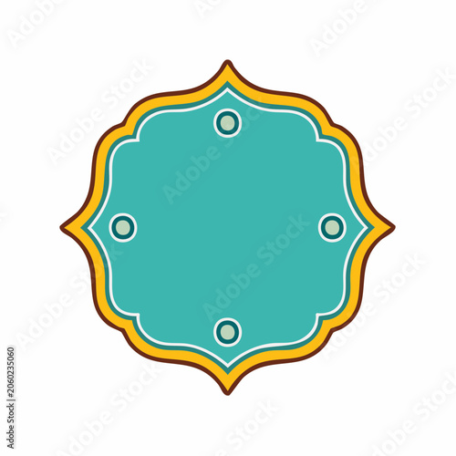 Ornate Teal and Yellow Decorative Frame with White Accents