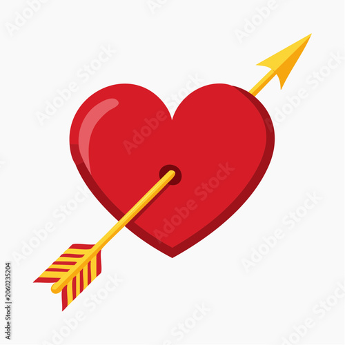 Red Heart Pierced by Golden Arrow