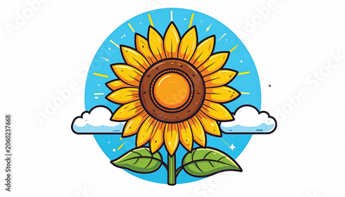 Colorful illustration of a sunflower.