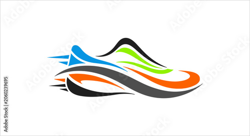 Photos Dynamic Abstract Running Shoe Logo Design.