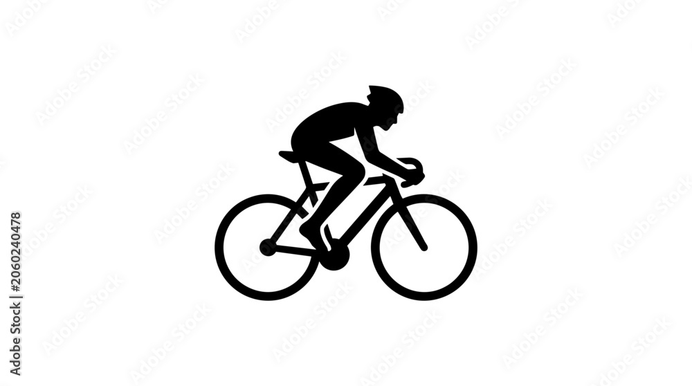 Naklejka premium Silhouette of a cyclist on a road bike.