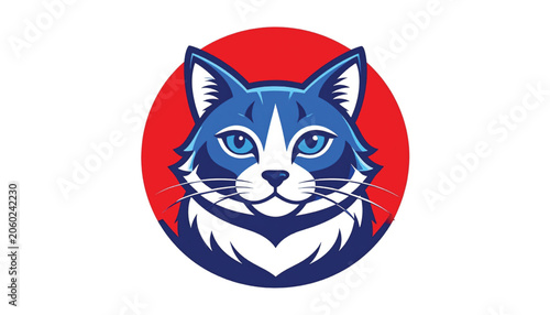 Blue and white cartoon cat face.