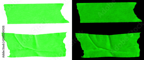 Slika na platnu Neon green masking tape strips, torn adhesive paper pieces with wrinkled texture