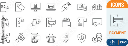 Foto Digital payment mobile banking finance icons