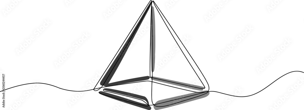 Obraz premium Sailboat with shaded sails on water in a continuous line with white background ship sailing