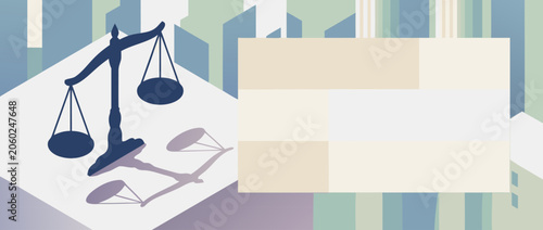 Professional legal services vector banner background featuring a classic scales of justice silhouette, dark elegant gradient, and clean copy space for law firms and judicial consultations.