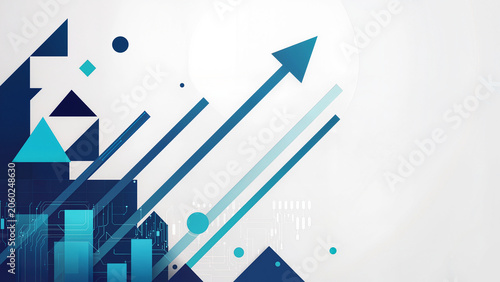 Abstract business growth background, rising digital lines and geometric shapes, innovation strategy concept, modern corporate design, dynamic upward movement, financial technology visualization,