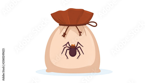 Brown bag with a spider on it.