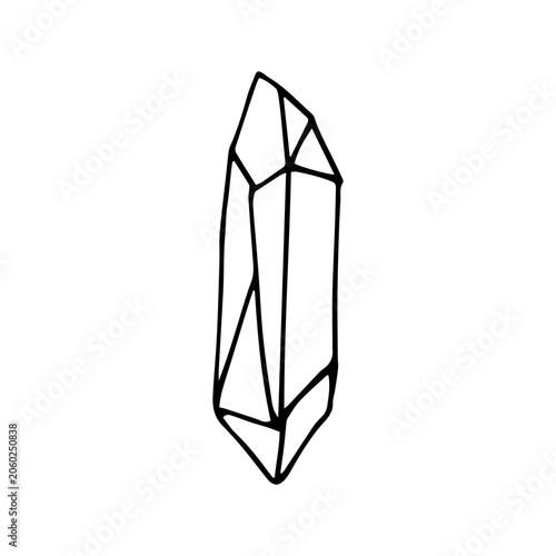 Hand drawn magical crystal vector line doodle illustration