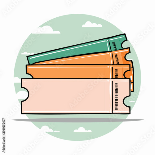 Stack of Colorful Tickets with Clouds