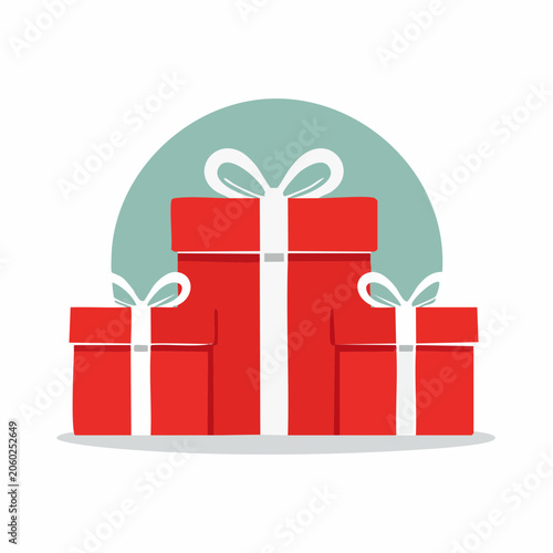 Three Red Gift Boxes with White Ribbons