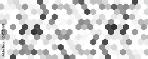 Abstract hexagon background, modern minimalist horizontal white and grey honeycomb pattern banner vector illustration