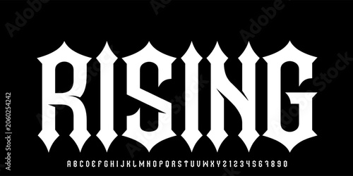 Foto Dark creative font,black metal font underground music bloody rock root horror satanic alphabet typeface