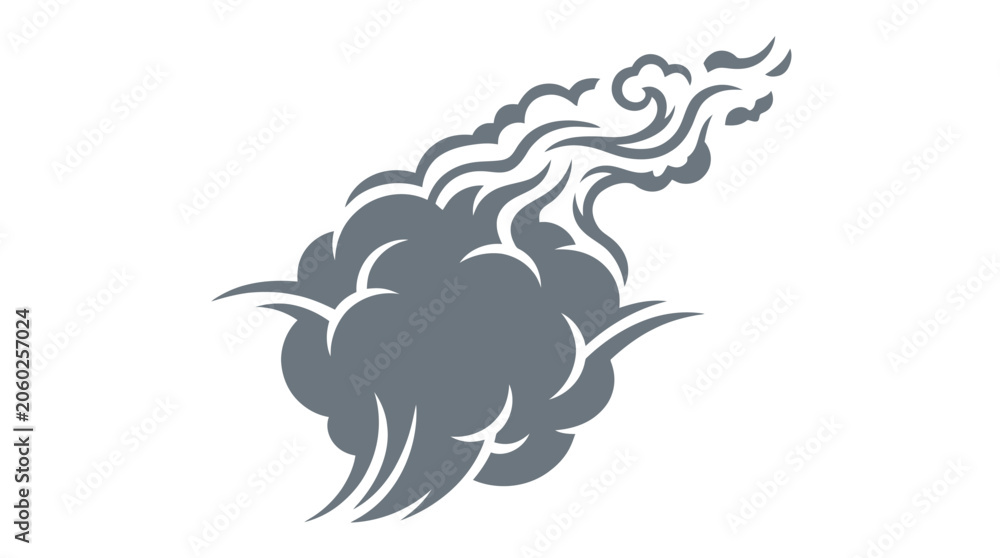 Obraz premium Stylized Grey Smoke Swirls & Wisps on White Background