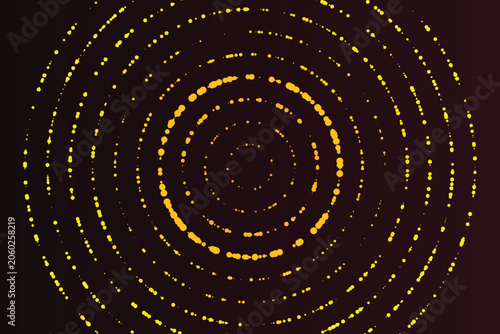 Quadro em tela Bright yellow concentric halftone circles on black background, concentric circle