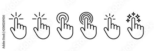 Obraz na plátně Hand Pointing Icons Featuring Digital Screen Touch Gestures with Subtle Press Ef