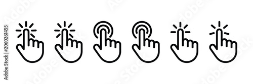 Fotografie Hand Pointing Icons Featuring Digital Screen Touch Gestures with Subtle Press Ef