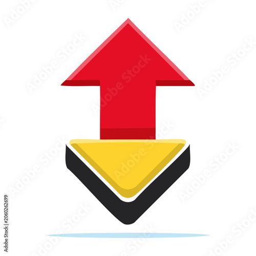 3D Red and Yellow Up and Down Arrows Icon