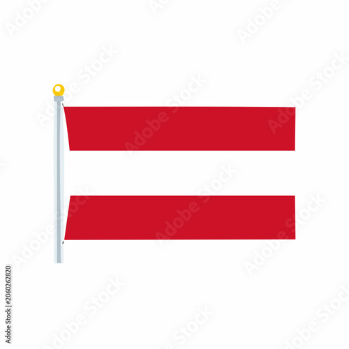 Austrian Flag on White Background