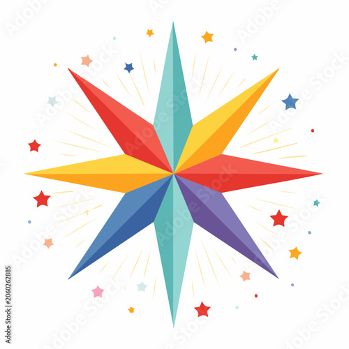 Colorful Starburst with Stars