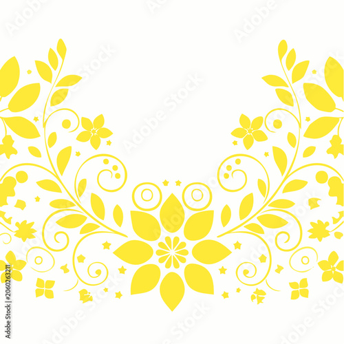 Yellow Floral Swirl Border Design