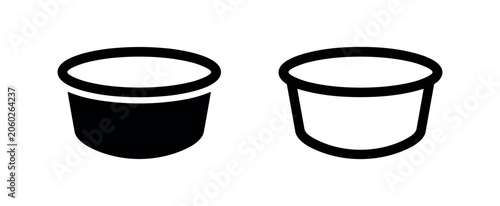Photography Drum or bongo icon set: solid black and outline versions, representing music and