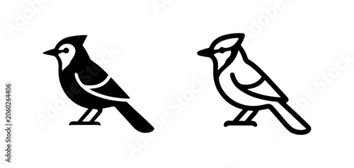 Photos Blue Jay Bird Icon Set - North American Songbird and Forest Wildlife Symbol