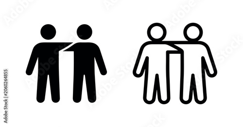 Foto Friendship and Support Icon Set - People with Arm Around Shoulder Symbol