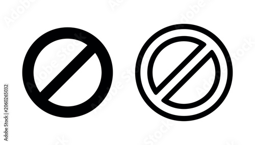 Принти на полотні Two prohibition sign icons, one solid circle with a bar, the other outlined, ind