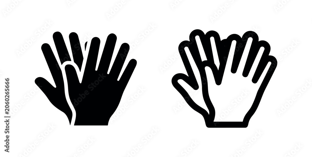 Obraz premium Clapping hands icon set, solid and outline vector illustration on a white background