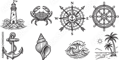 Nautical Ocean Beach Clipart Bundle