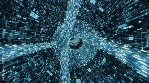 Abstract Digital Data Tunnel Flowing Through Futuristic Cyber Network