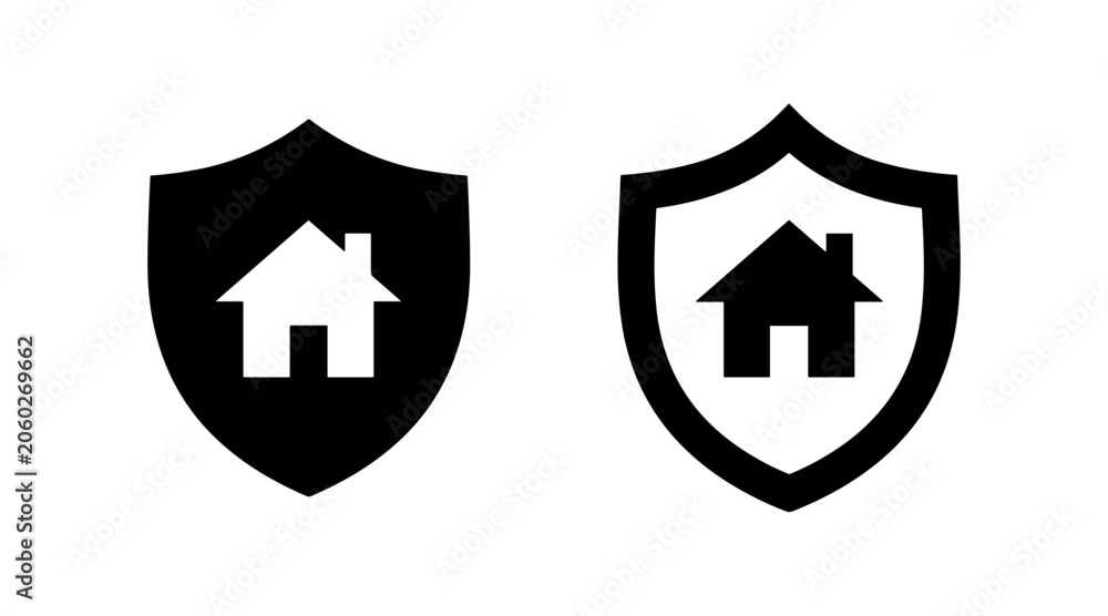 Obraz premium Home house icon with shield for property security and protection