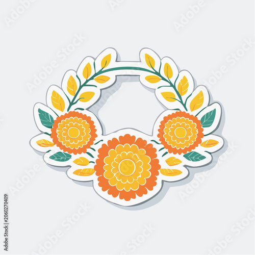 Floral Wreath with Orange and Yellow Flowers