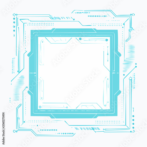 Futuristic Digital Interface Frame with Circuitry Elements