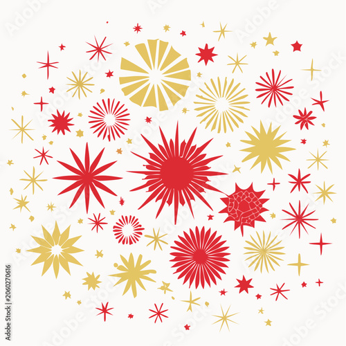 Red and Gold Starbursts and Stars Pattern