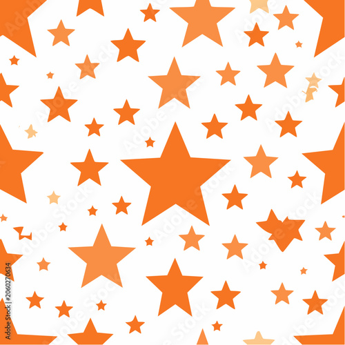 Seamless Pattern of Orange Stars on White Background