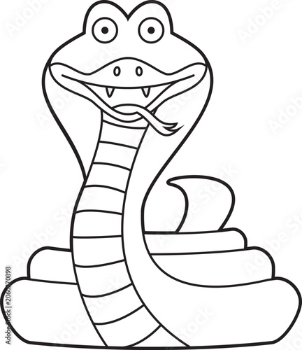 Easy coloring cartoon vector illustration of an Egyptian Cobra isolated on white background