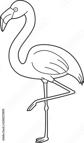 Easy coloring cartoon vector illustration of a flamingo kangaroo isolated on white background