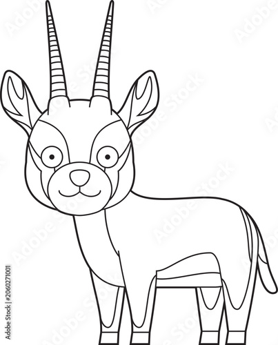 Easy coloring cartoon vector illustration of a Thomsons Gazelle isolated on white background