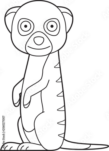Easy coloring cartoon vector illustration of a meerkat bear isolated on white background